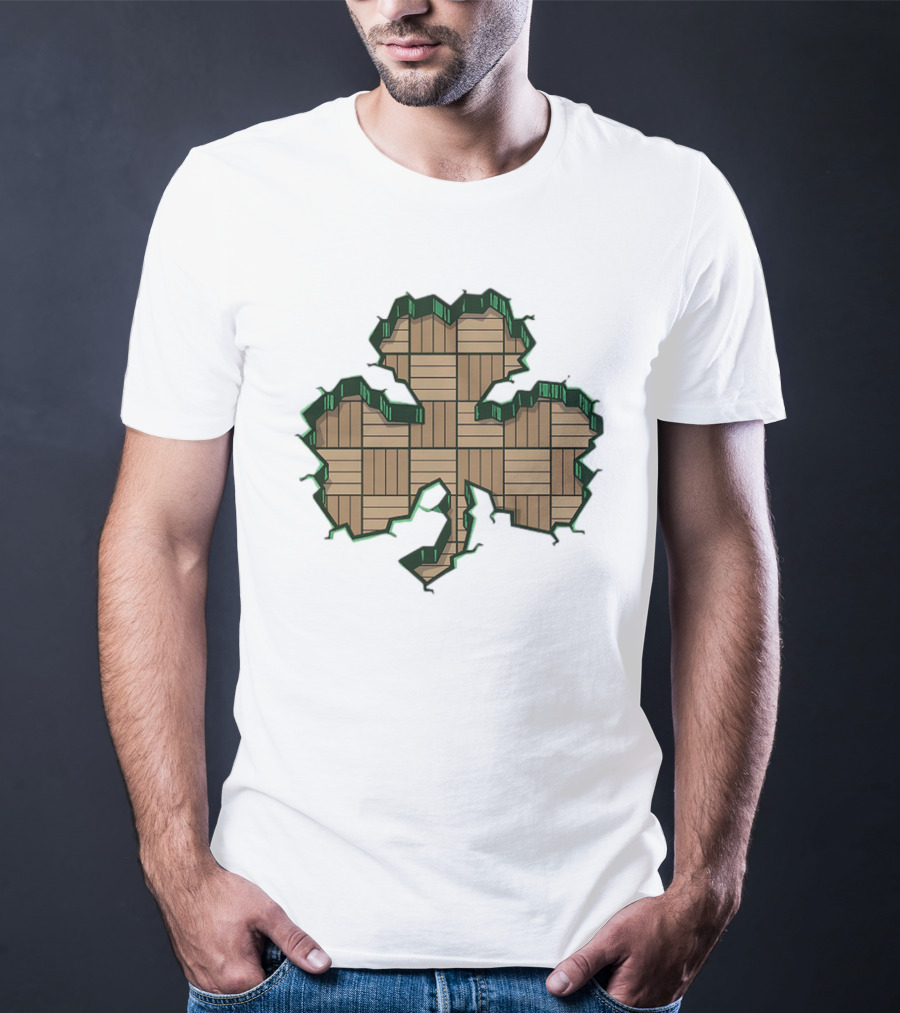 Smashed Shamrock Parquet Hardwood Basketball Court Pattern T-Shirt