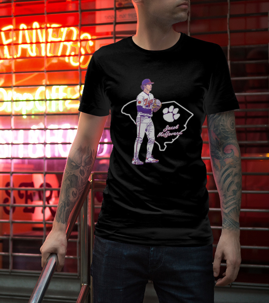 Jacob McGovern Clemson Tigers Baseball Hometown Hero NCAA 2025 South Carolina Outline Paw T-Shirt