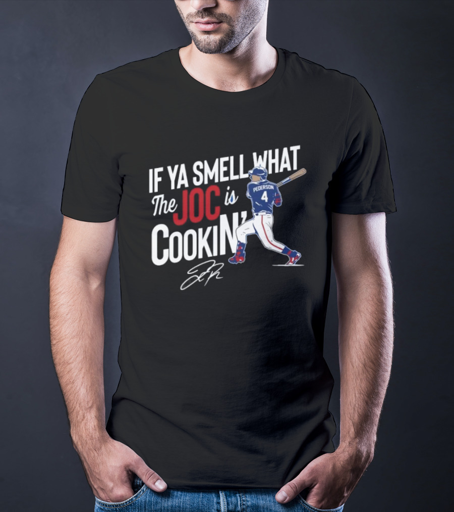 Joc Pederson If Ya Smell What The Joc Is Cookin Baseball Batting Stance T-Shirt