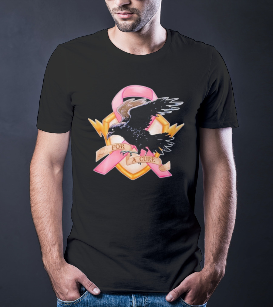Jordan Crowe Breast Cancer Awareness Pink Ribbon Crow T-Shirt