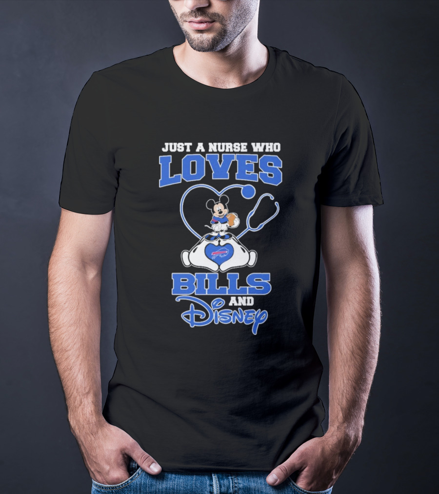 Just A Nurse Who Loves Buffalo Bills Mickey Mouse Disney Stethoscope T-Shirt