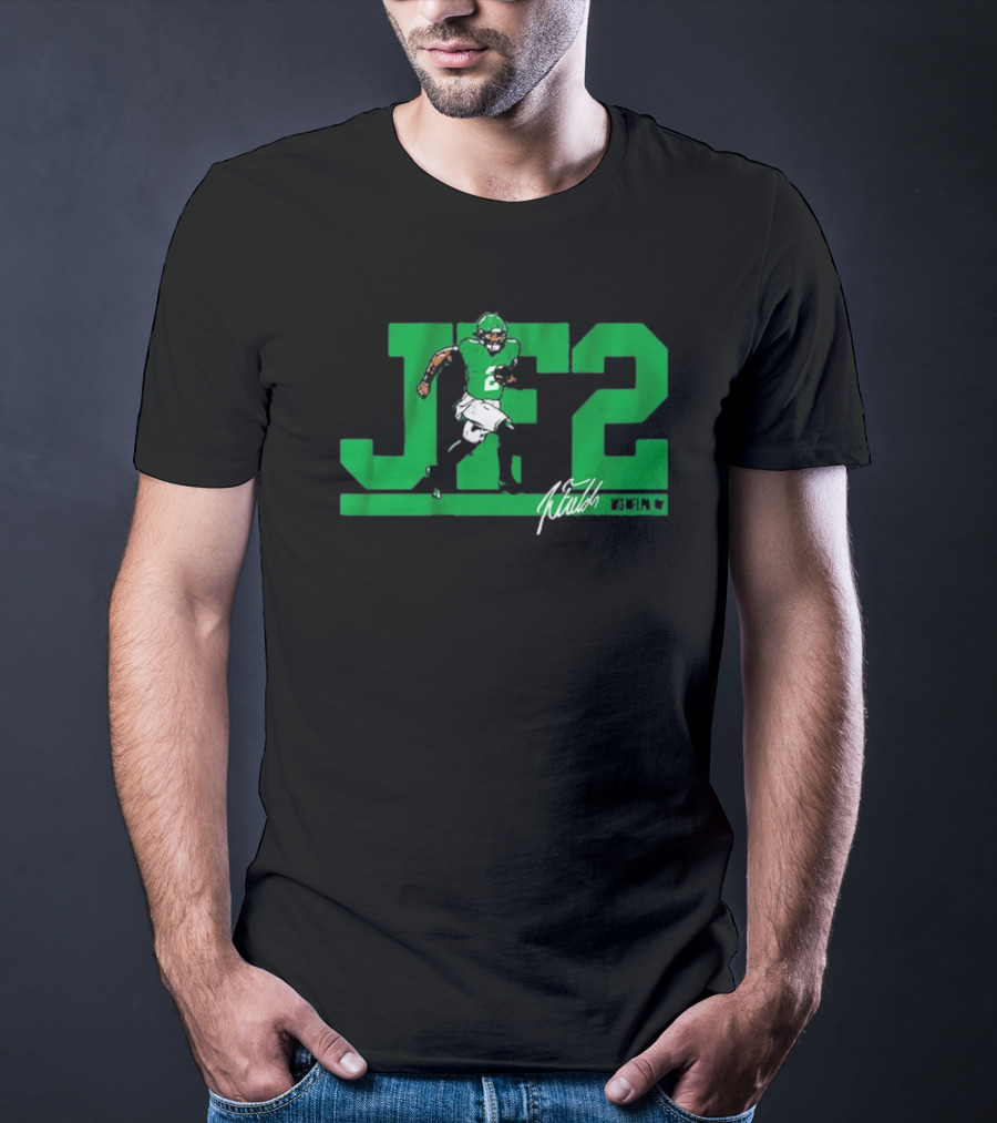 JF2 Justin Fields Green Running Back Number 2 Signature T-Shirt