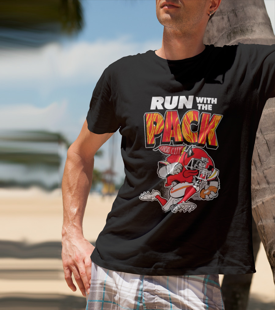 Run With The Pack Kansas City Chiefs KC Wolf 2025 T-Shirt