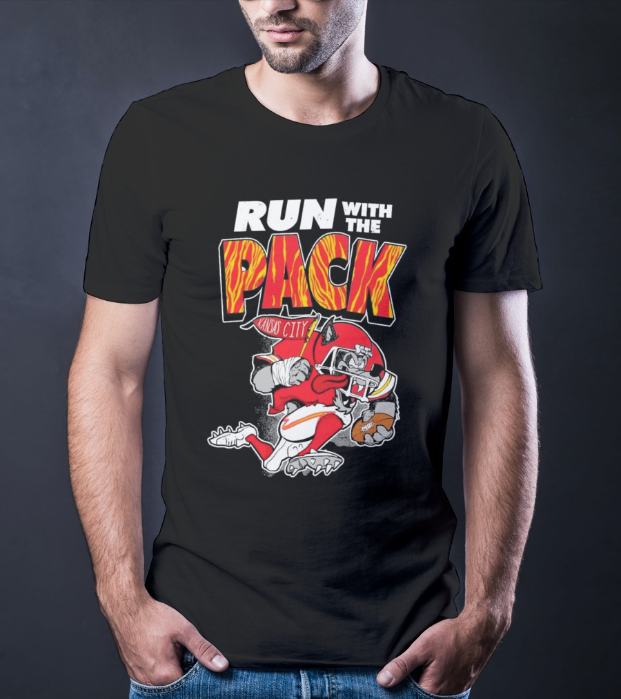 Run With The Pack Kansas City Chiefs KC Wolf 2025 T-Shirt