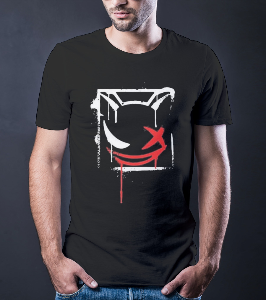 Kreekcraft Graffiti Smiling Face With Dripping Red X T-Shirt