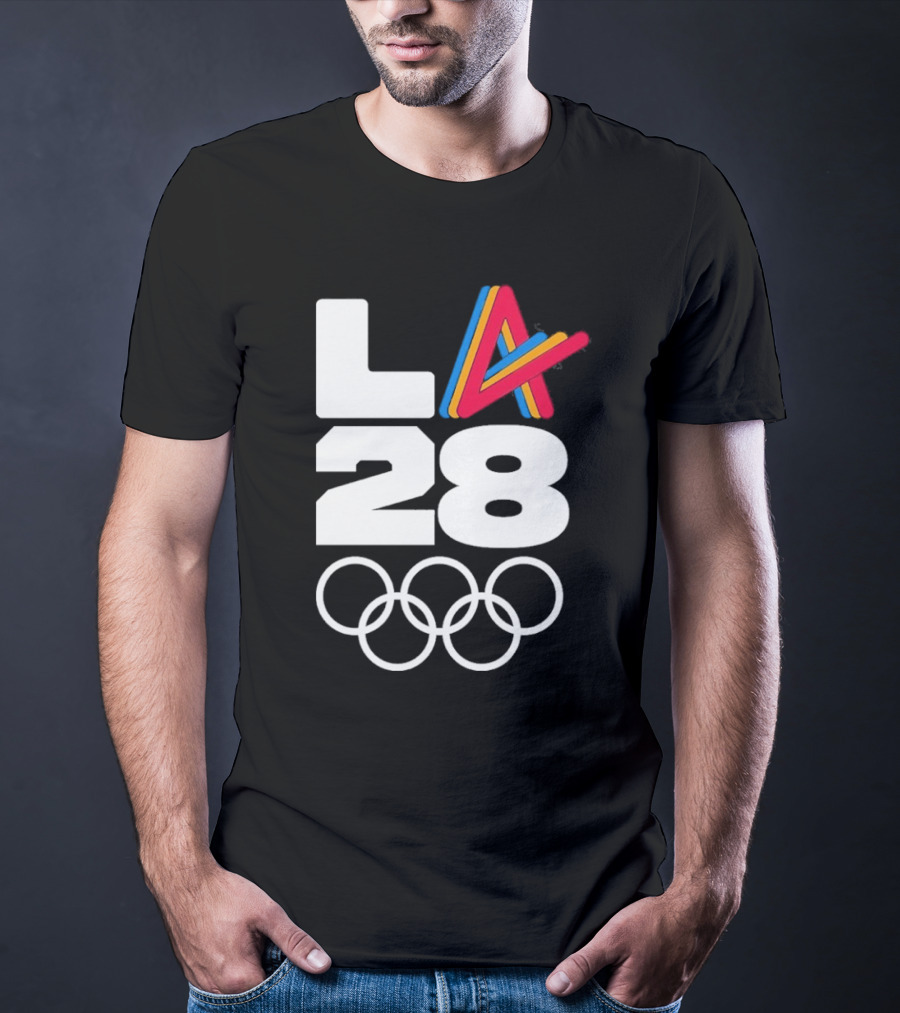 LA 2028 Olympics Multicolor Logo With Rings T-Shirt