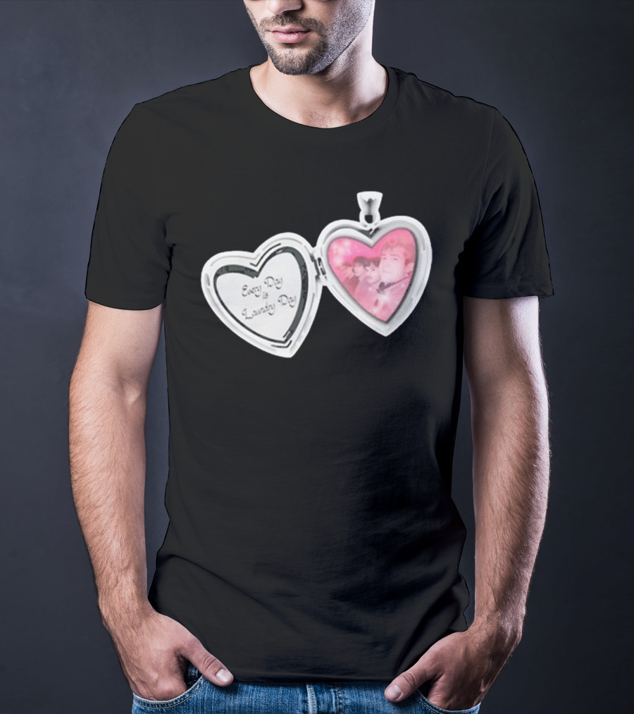 Every Day Laundry Day Heart Locket Pink Photo Charm T-Shirt