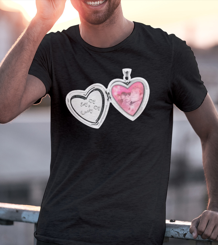 Every Day Laundry Day Heart Locket Pink Photo Charm T-Shirt