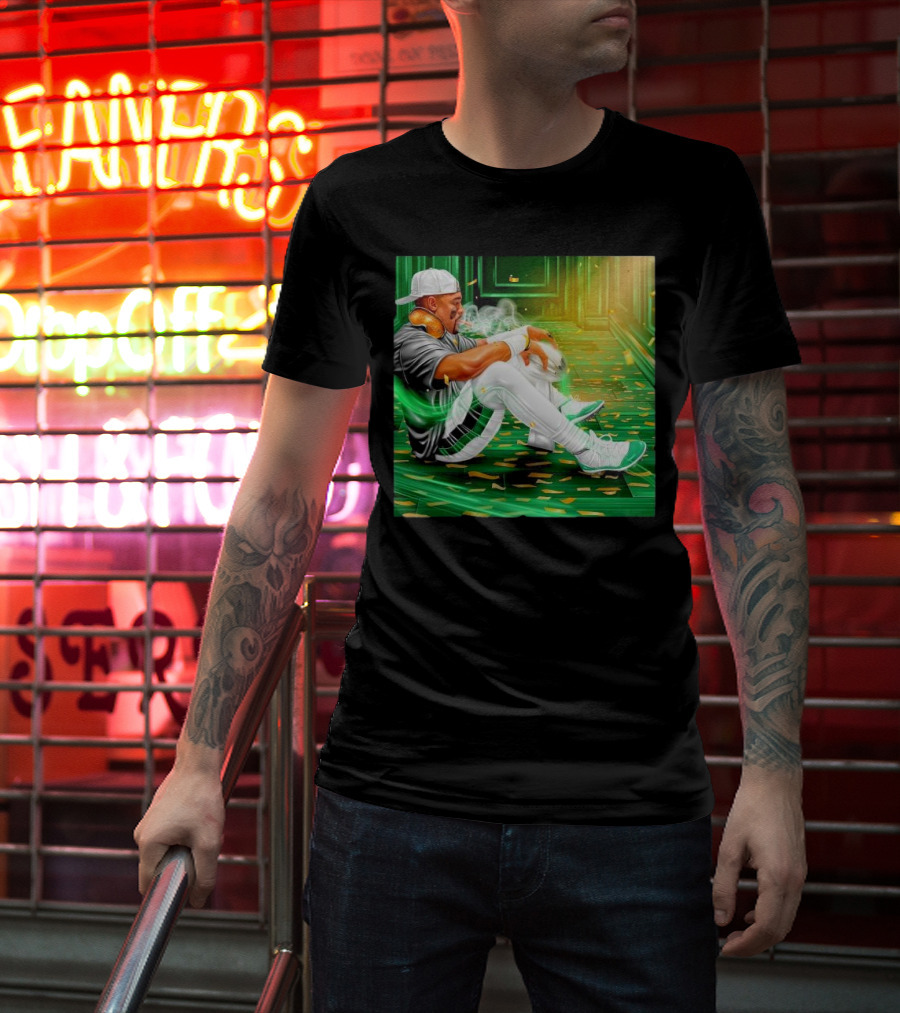 Legendary Jalen Hurts Smoking Cigar MVP Champs Celebration Green Aura T-Shirt