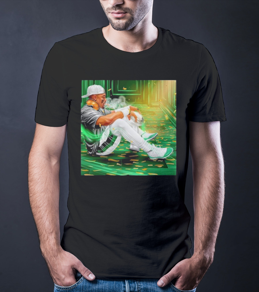 Legendary Jalen Hurts Smoking Cigar MVP Champs Celebration Green Aura T-Shirt