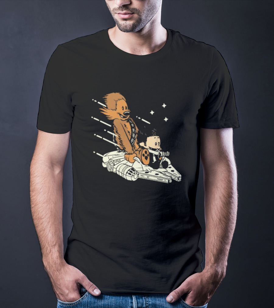 Less Than 12 Parsecs Chewbacca And Calvin Style Space Adventure T-Shirt