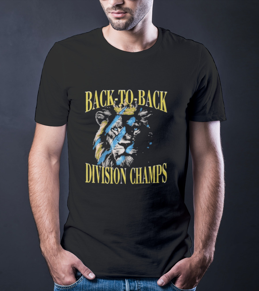 Back To Back Division Champs Lion With Crown Stripes T-Shirt