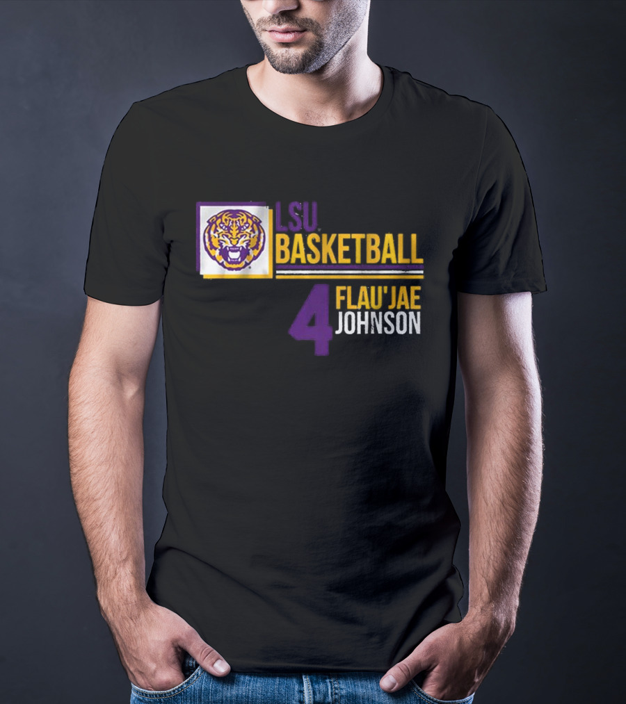 LSU Basketball Flau’Jae Johnson 4 Tiger Logo T-Shirt