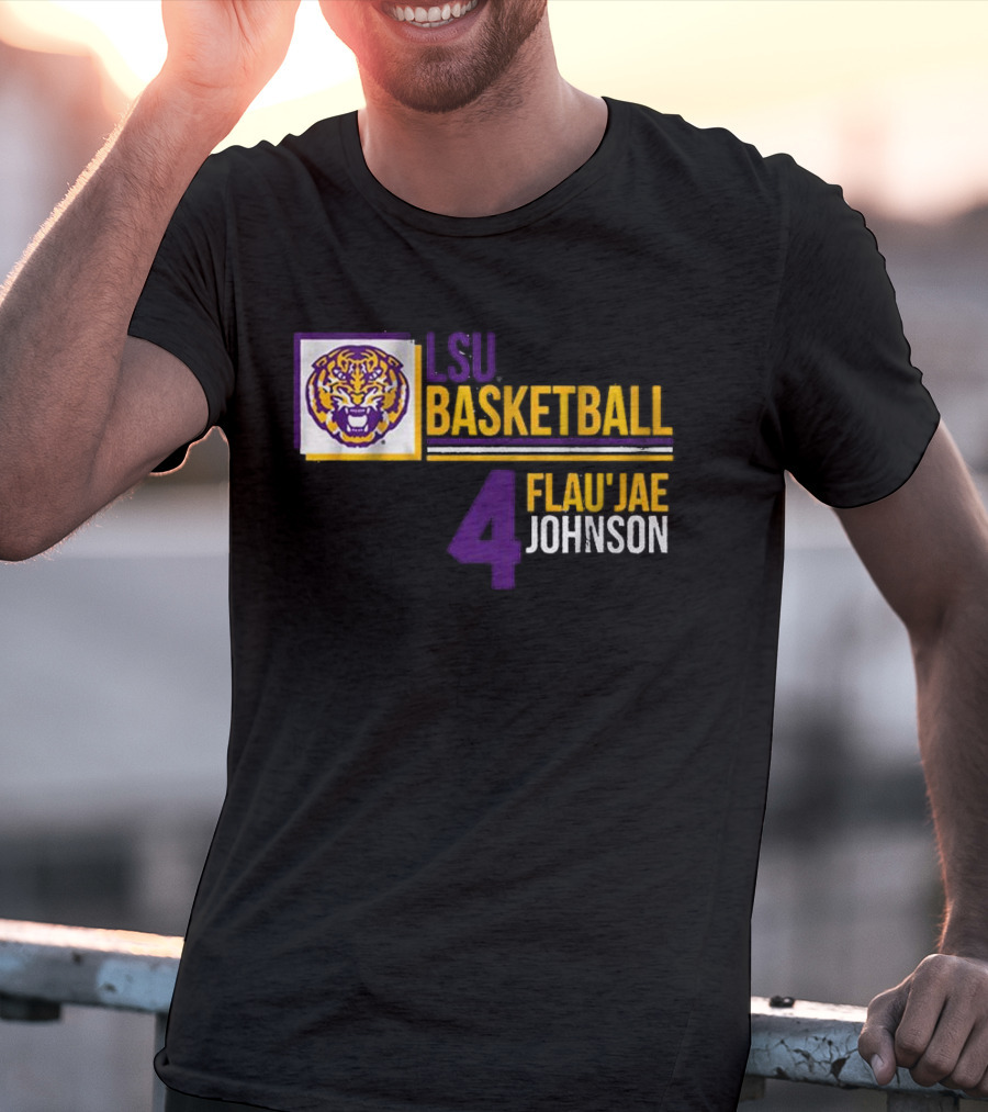 LSU Basketball Flau’Jae Johnson 4 Tiger Logo T-Shirt