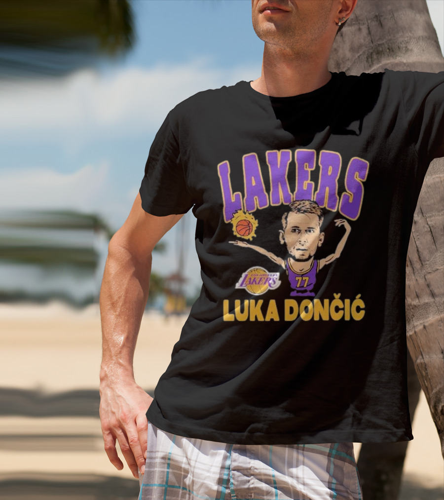 Luka Dončić Los Angeles Lakers Basketball Caricature 77 T-Shirt