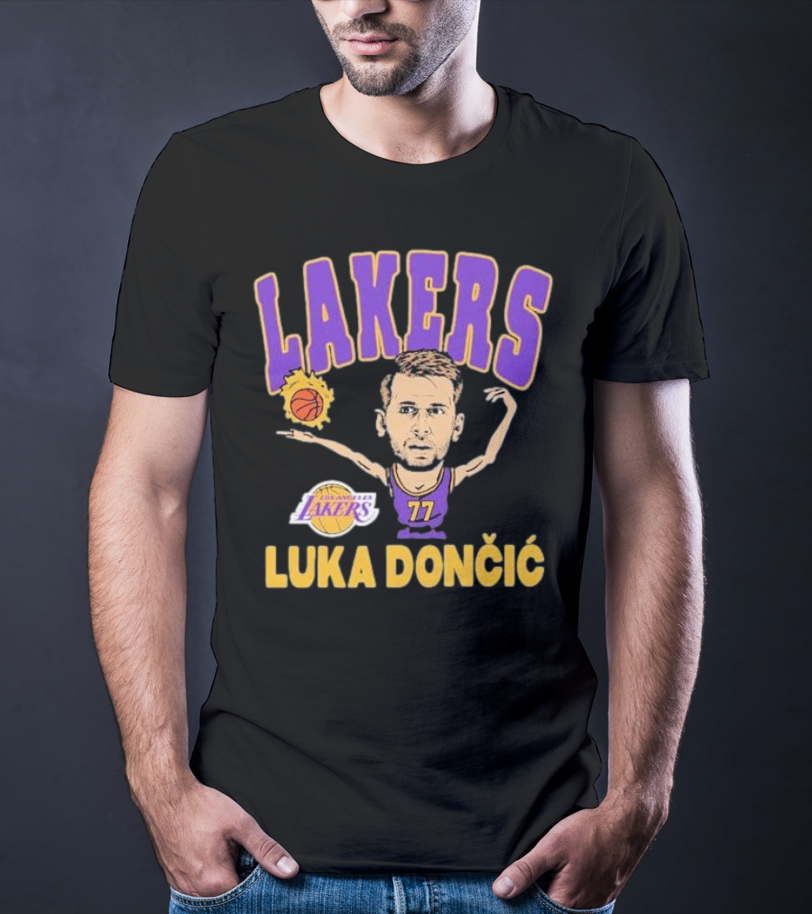 Luka Dončić Los Angeles Lakers Basketball Caricature 77 T-Shirt