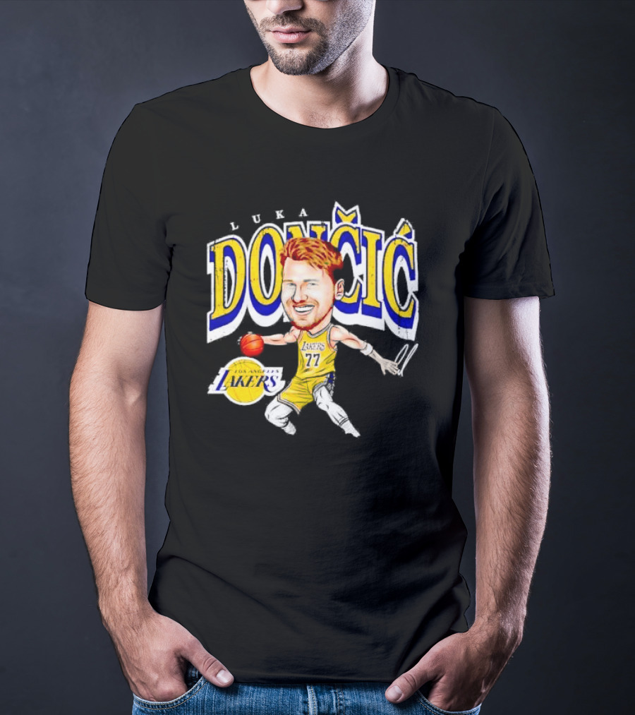 Luka Doncic Los Angeles Lakers Cartoon Lakers Logo T-Shirt