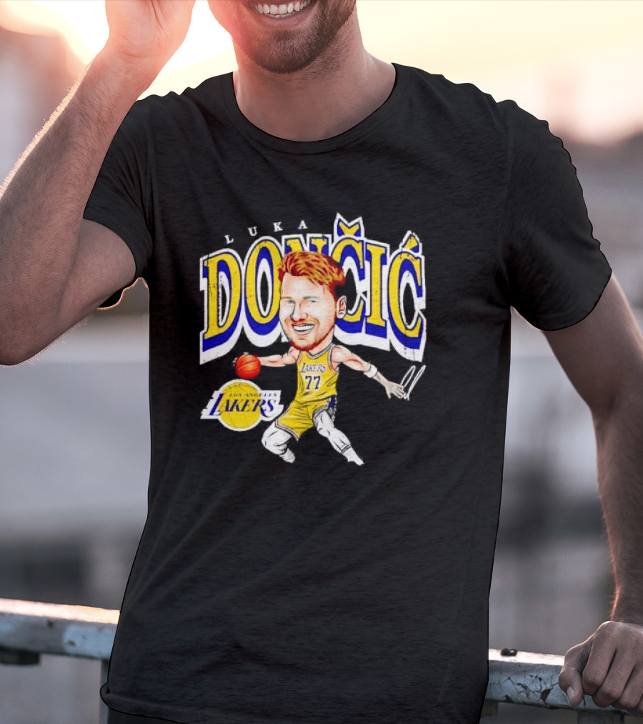 Luka Doncic Los Angeles Lakers Cartoon Lakers Logo T-Shirt