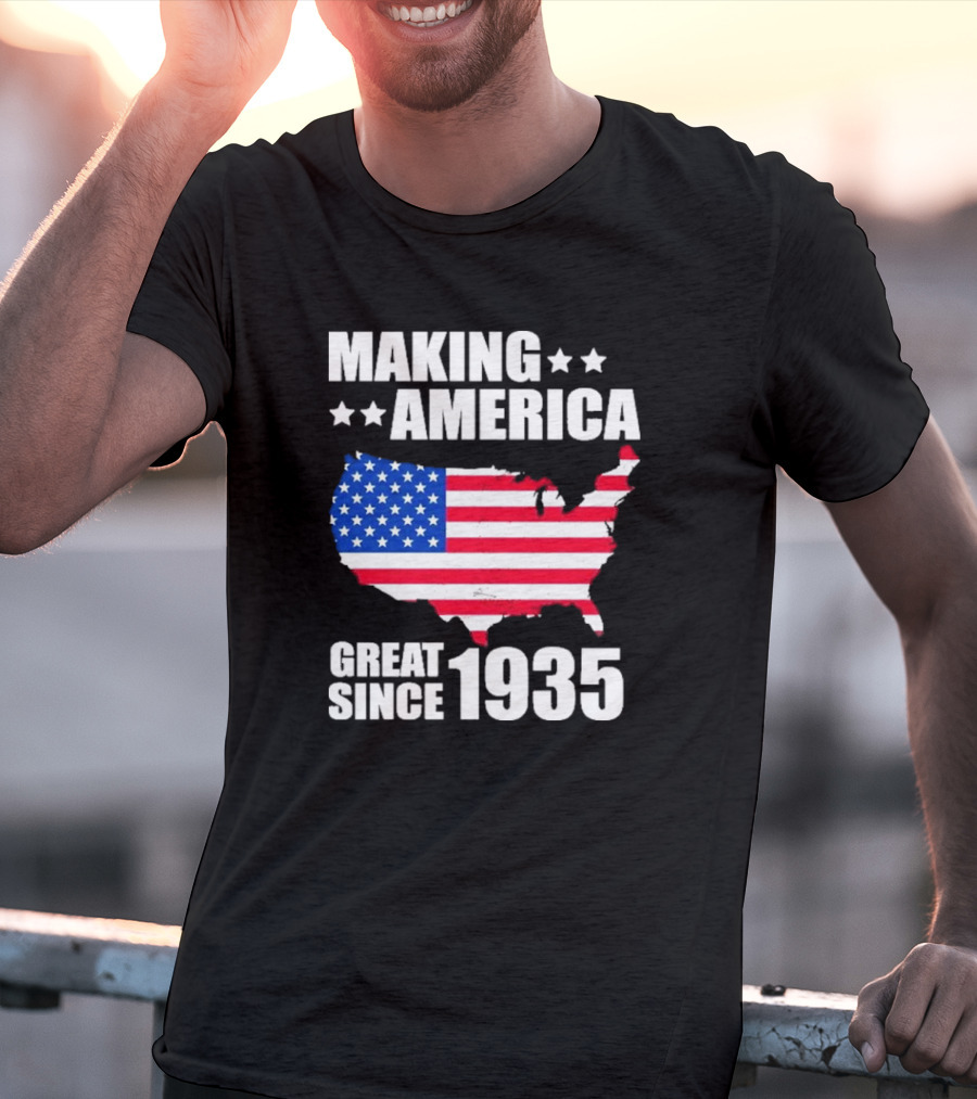 Making America Great Since 1935 USA Flag Map Stars T-Shirt