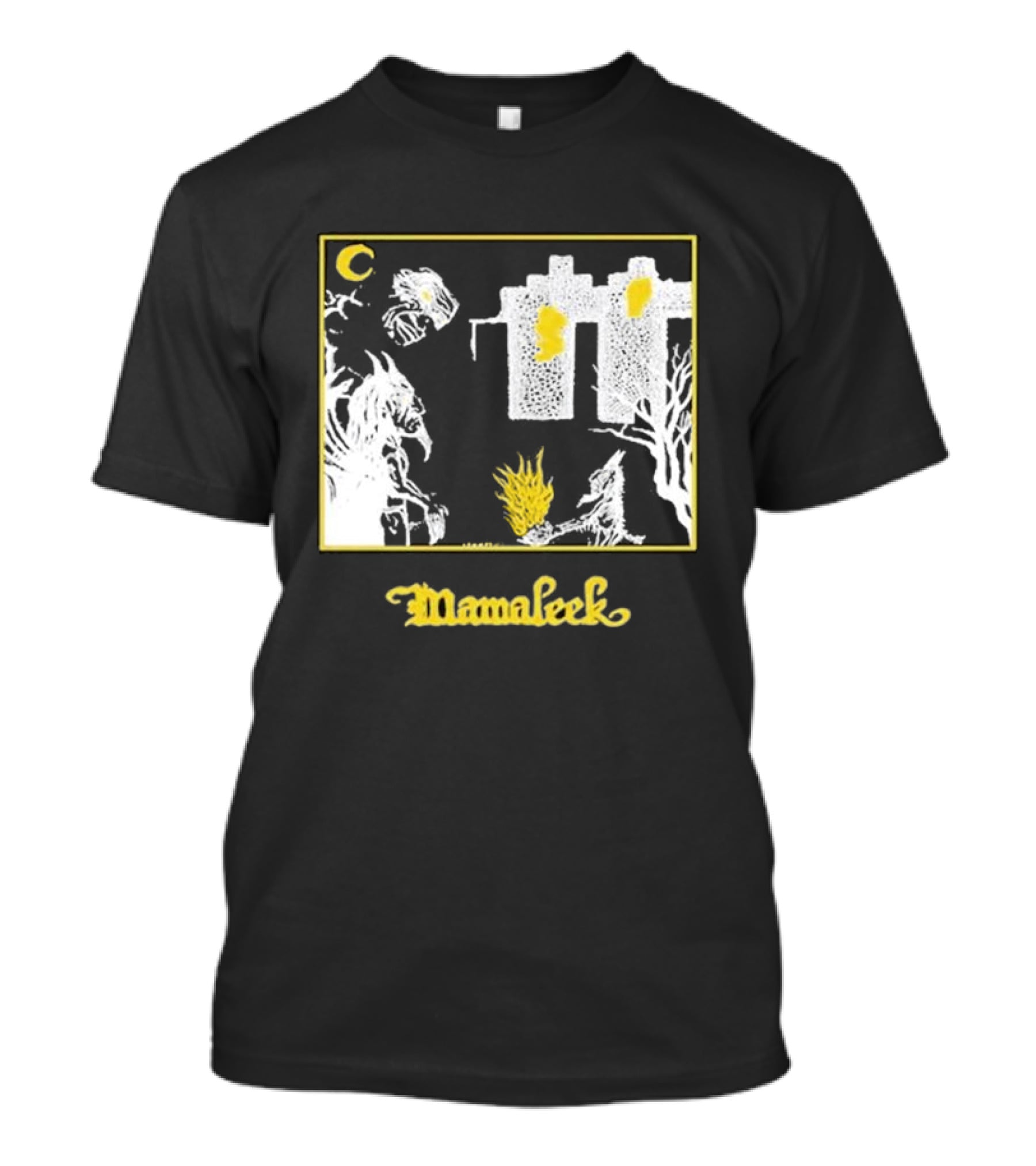 Mamaleek Netherworld Moonlit Cityscape And Surreal Figures T-Shirt