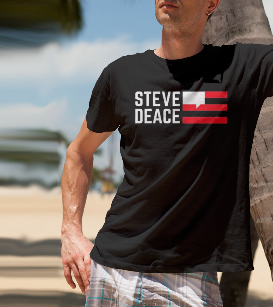 STEVE DEACE Red White Speech Bubble Stripes T-Shirt