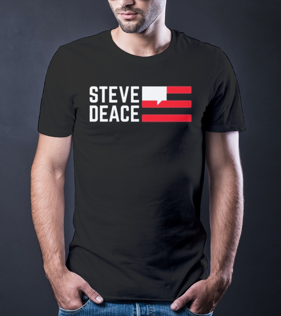 STEVE DEACE Red White Speech Bubble Stripes T-Shirt