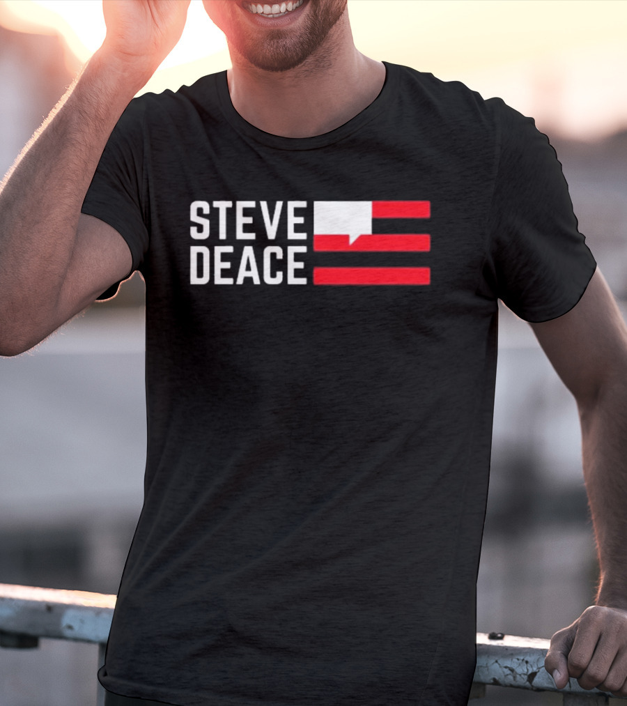 STEVE DEACE Red White Speech Bubble Stripes T-Shirt