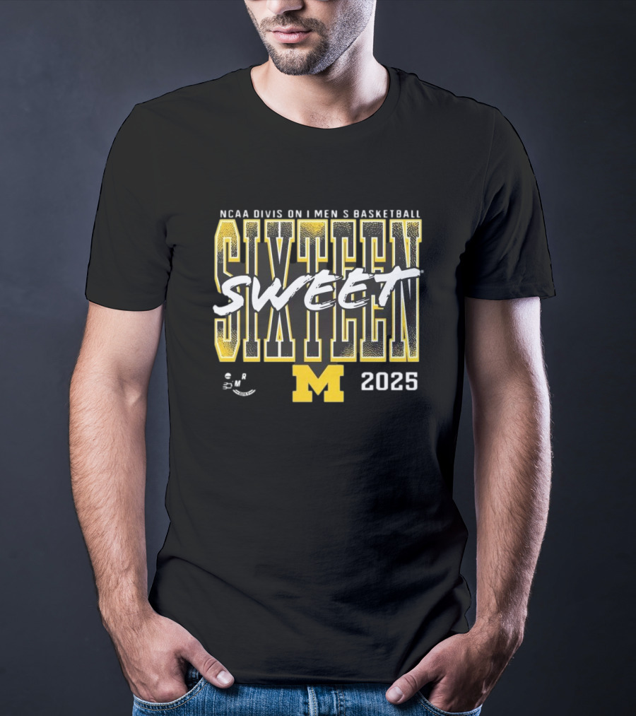 NCAA 2025 Michigan Wolverines Sweet Sixteen Basketball Tournament T-Shirt