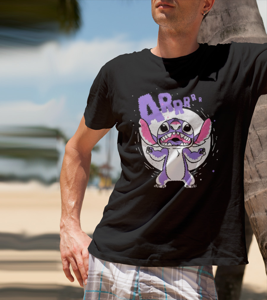 Midnight Stitch ARRp Purple Alien Character With Moon Background T-Shirt