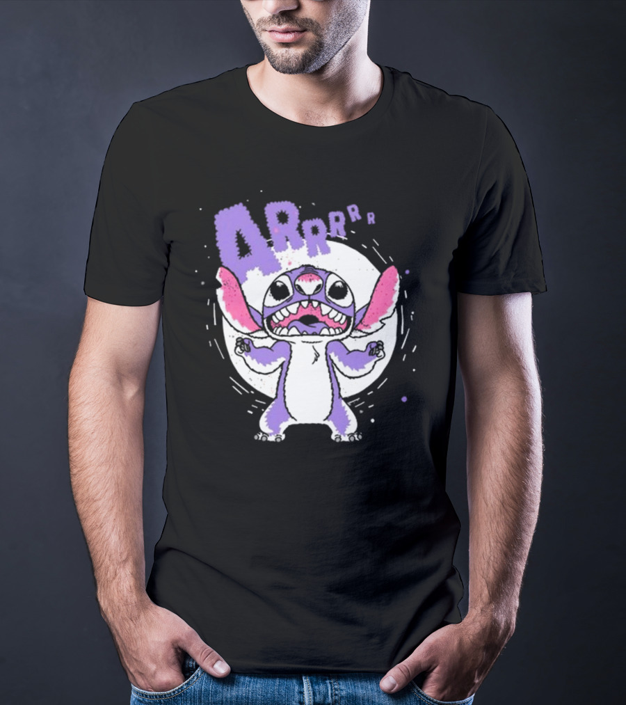 Midnight Stitch ARRp Purple Alien Character With Moon Background T-Shirt
