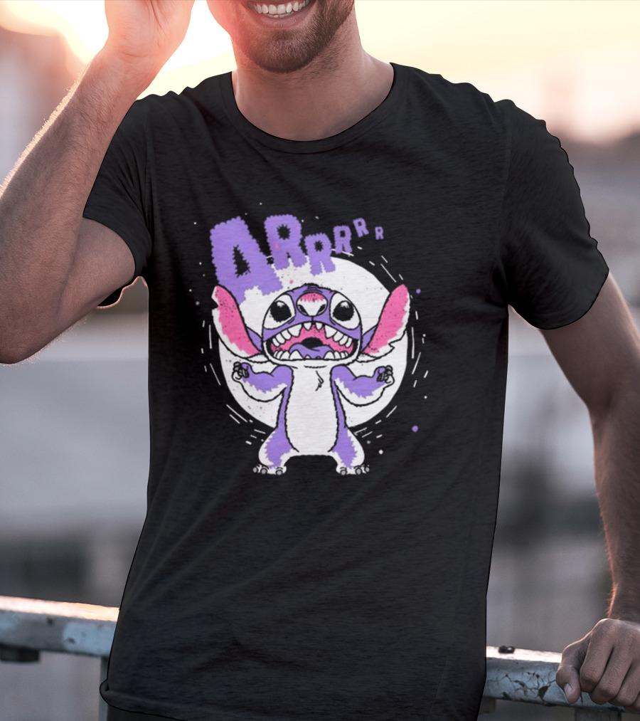 Midnight Stitch ARRp Purple Alien Character With Moon Background T-Shirt