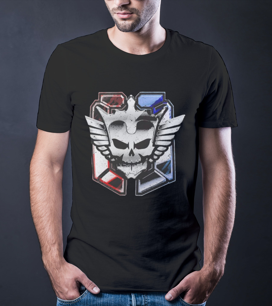 Cody Rhodes Captain Badge Black Skull Wings Red Blue White T-Shirt