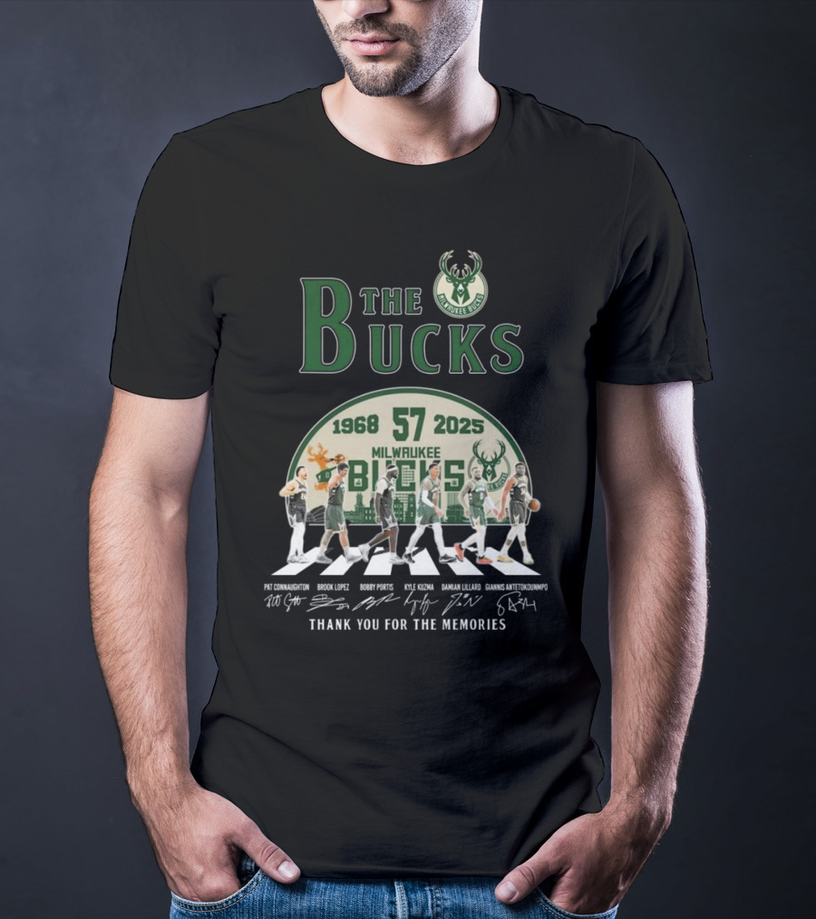 Milwaukee Bucks 57 Years 1968-2025 Thank You For The Memories T-Shirt