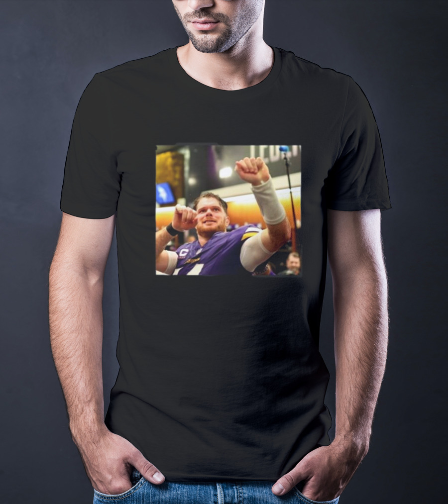 Minnesota Vikings Locker Room Celebration NFL Sam Darnold Insight T-Shirt