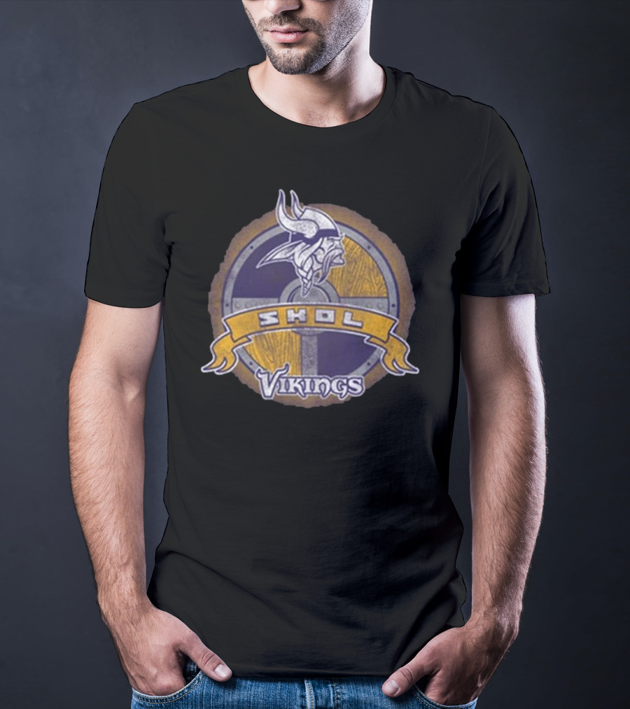 Minnesota Vikings Skol Shield Logo Vintage Emblem T-Shirt