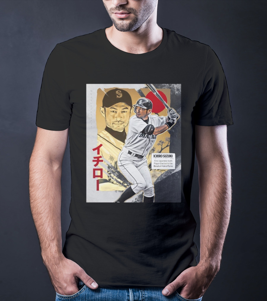Ichiro Suzuki Seattle Mariners First Japanese-Born Player Elected To Baseball Hall Of Fame Red Sun T-Shirt