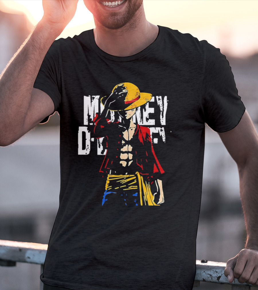 Monkey D Luffy One Piece Anime Character Iconic Straw Hat Pirate Outfit T-Shirt