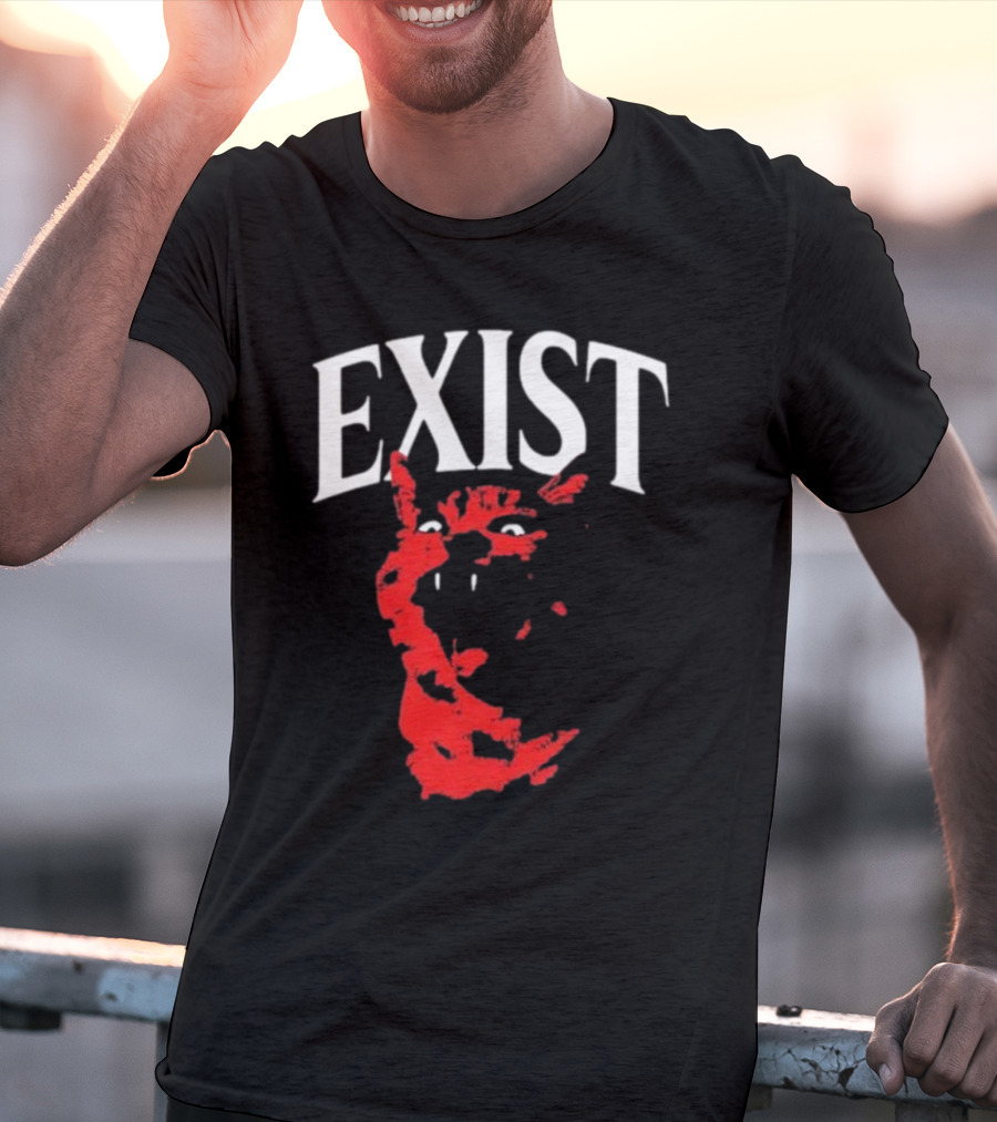 Mynameistuv Exist Red Cat Face T-Shirt