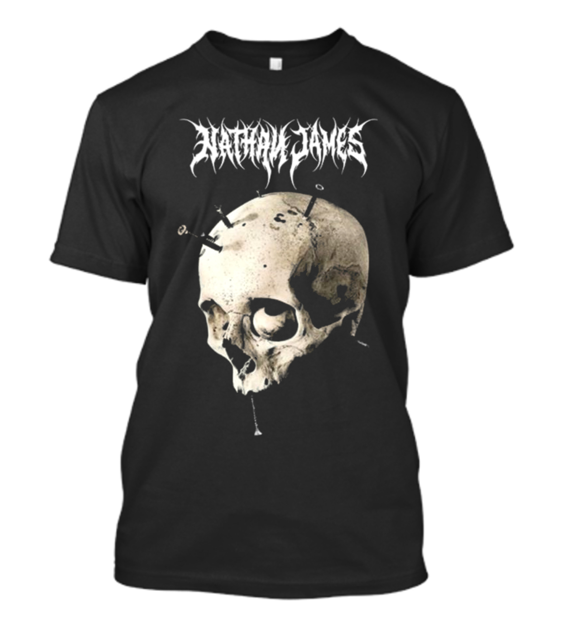 Nathan James Skull With Nails And Textured Background T-Shirt