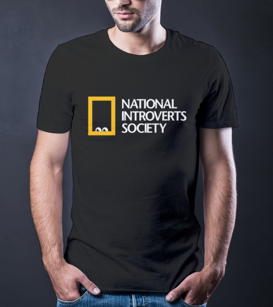 National Introverts Society Humor Featuring Iconic Yellow Frame And Peeking Eyes T-Shirt