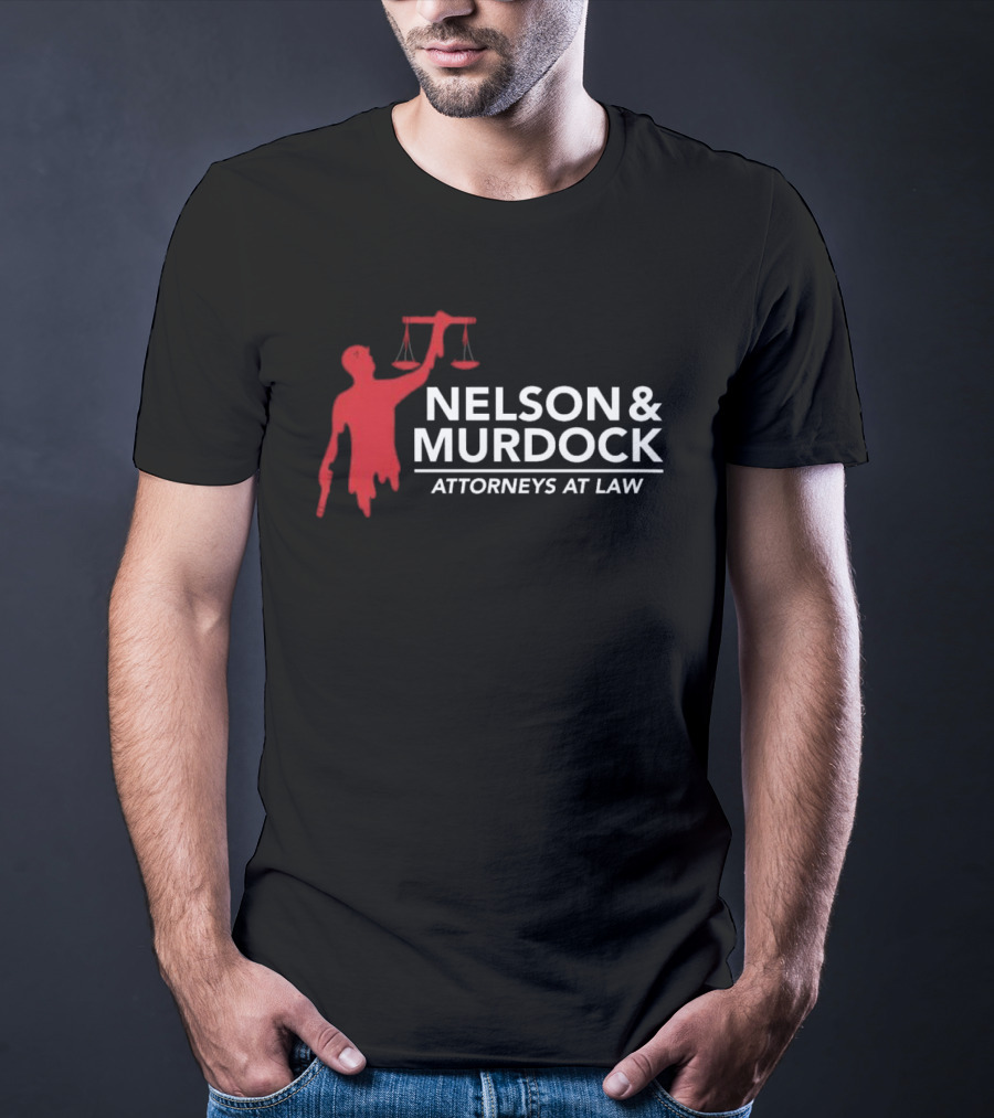Nelson & Murdock Attorneys At Law Scales Of Justice Iconic Red Silhouette T-Shirt
