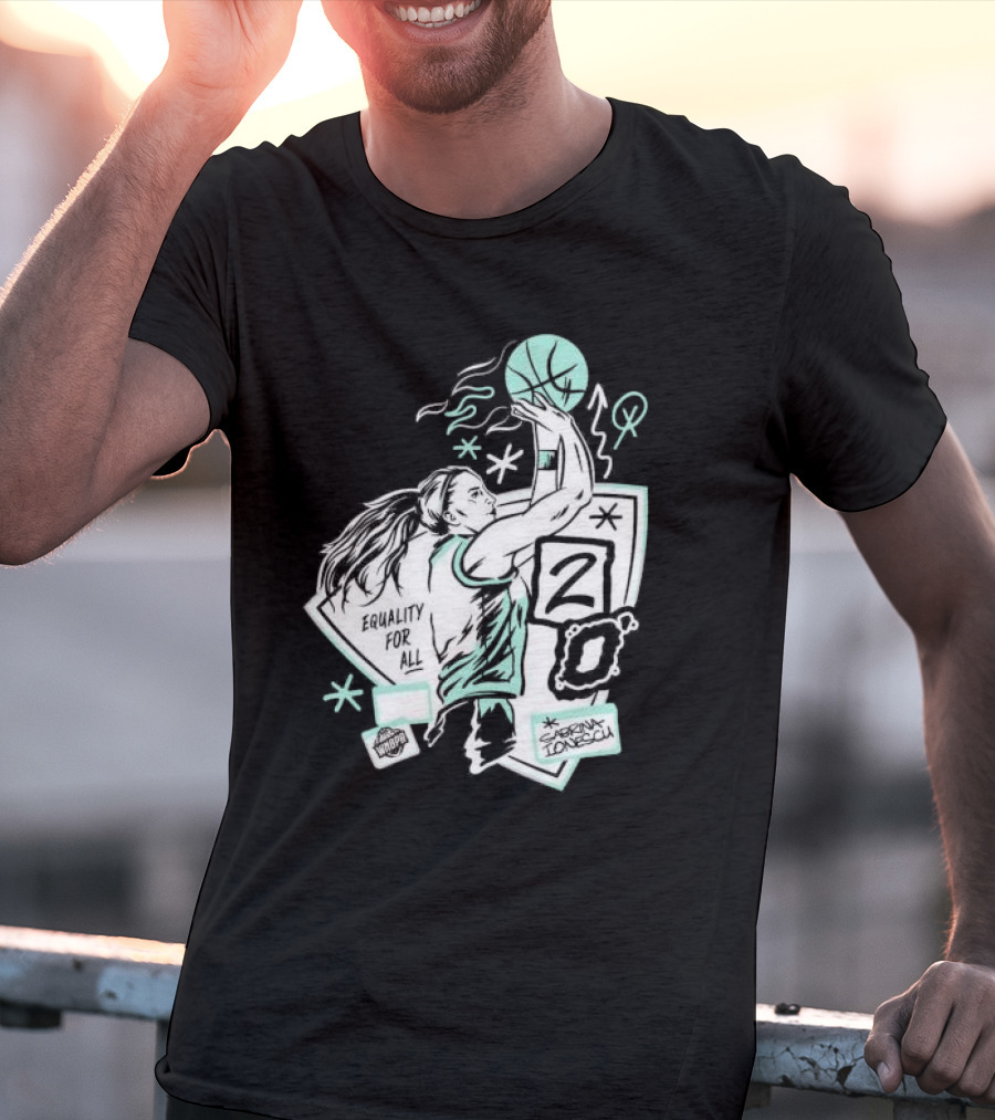 New York Liberty Sabrina Ionescu Equality For All Liberty Statue Basketball T-Shirt