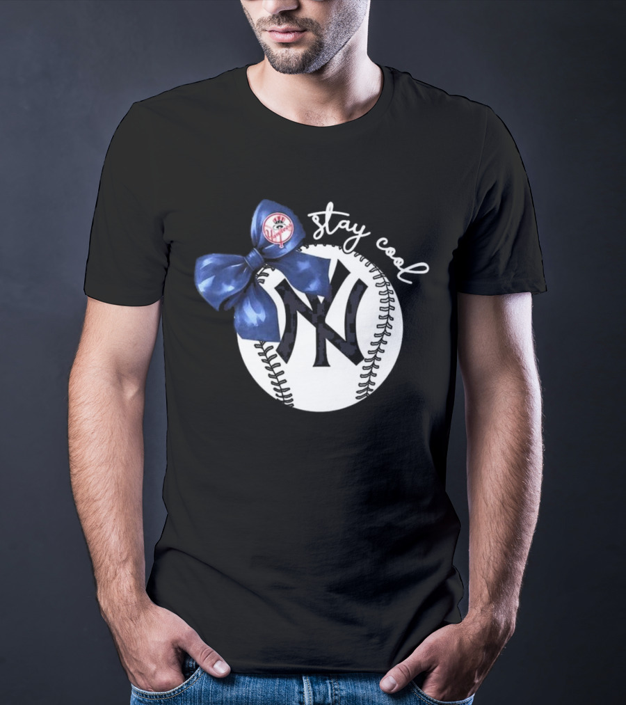 New York Yankees Stay Cool Bow Baseball Girls Fashion T-Shirt