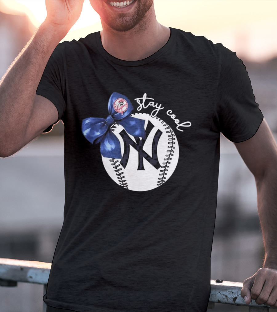 New York Yankees Stay Cool Bow Baseball Girls Fashion T-Shirt