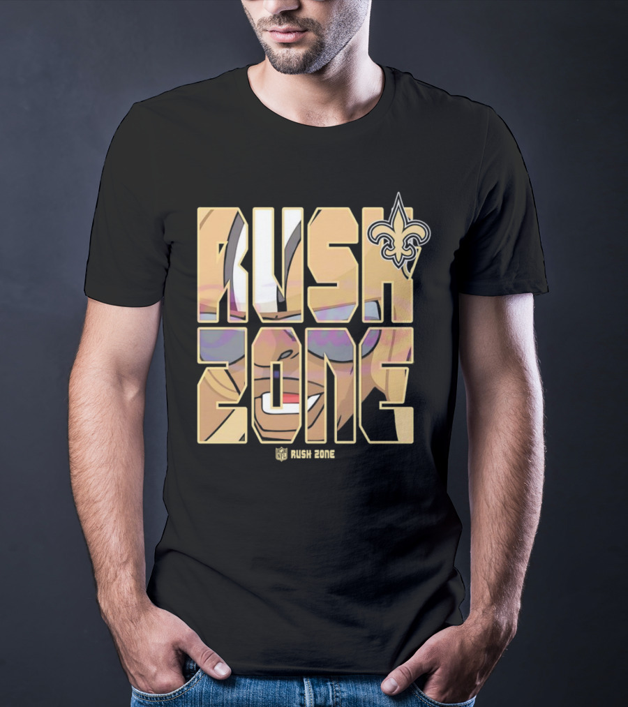 New Orleans Saints Rush Zone NFL Cartoon Fleur-de-Lis T-Shirt