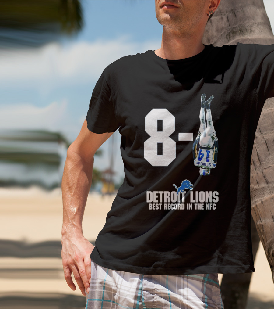 Detroit Lions 8-1 Amon-Ra St. Brown Headstand Celebration Best Record In NFC T-Shirt