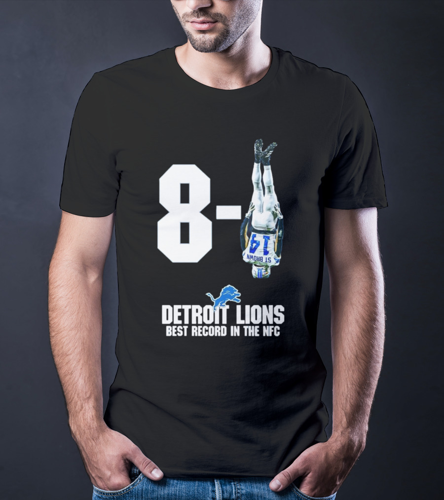 Detroit Lions 8-1 Amon-Ra St. Brown Headstand Celebration Best Record In NFC T-Shirt