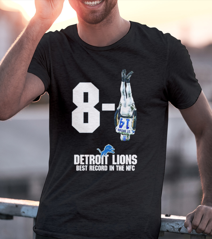 Detroit Lions 8-1 Amon-Ra St. Brown Headstand Celebration Best Record In NFC T-Shirt