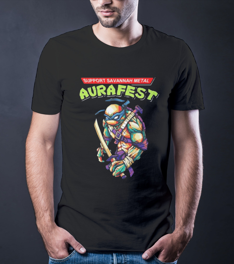 Support Savannah Metal Aurafest Ninja Turtles Event T-Shirt