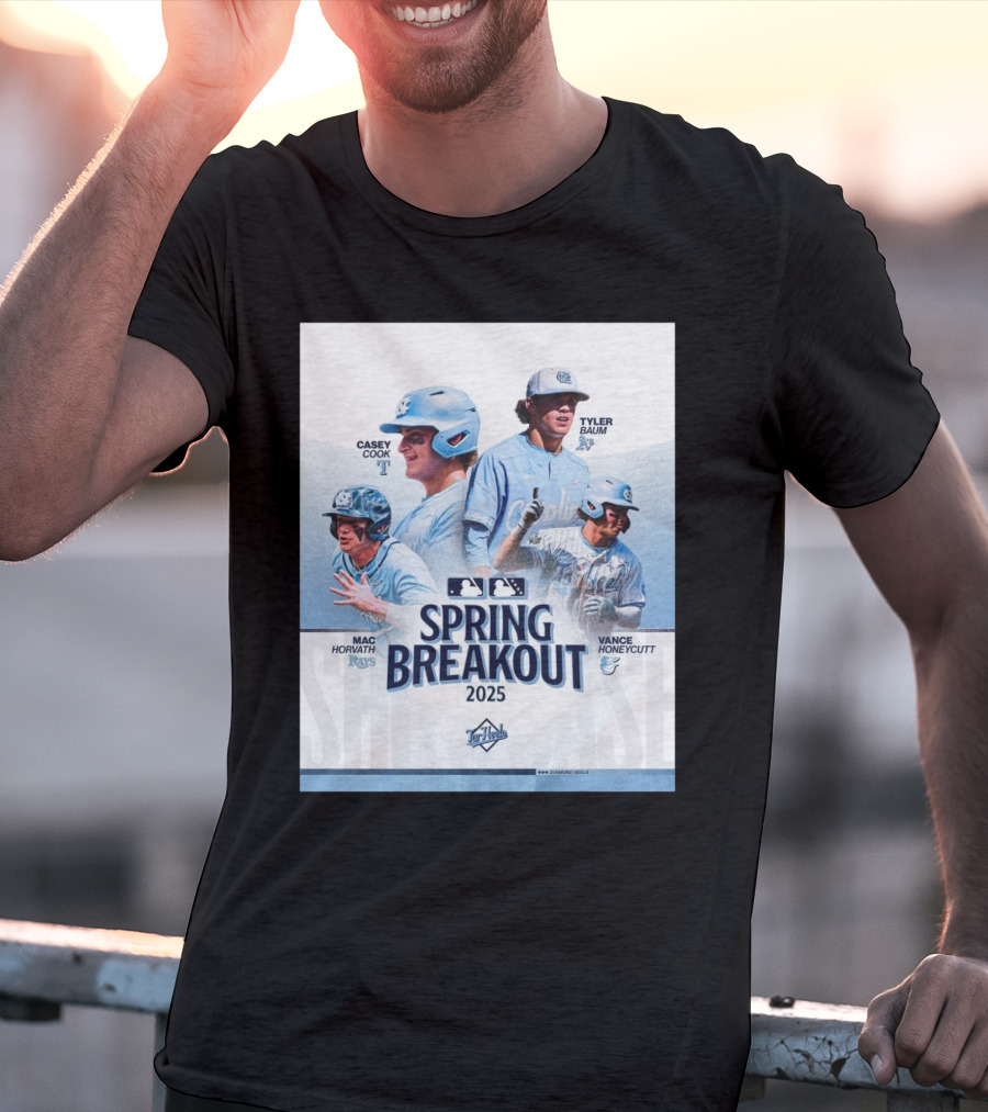 North Carolina Tar Heels Baseball Spring Breakout 2025 Casey Cook Tyler Baum Mac Horvath Vance Honeycutt MLB T-Shirt